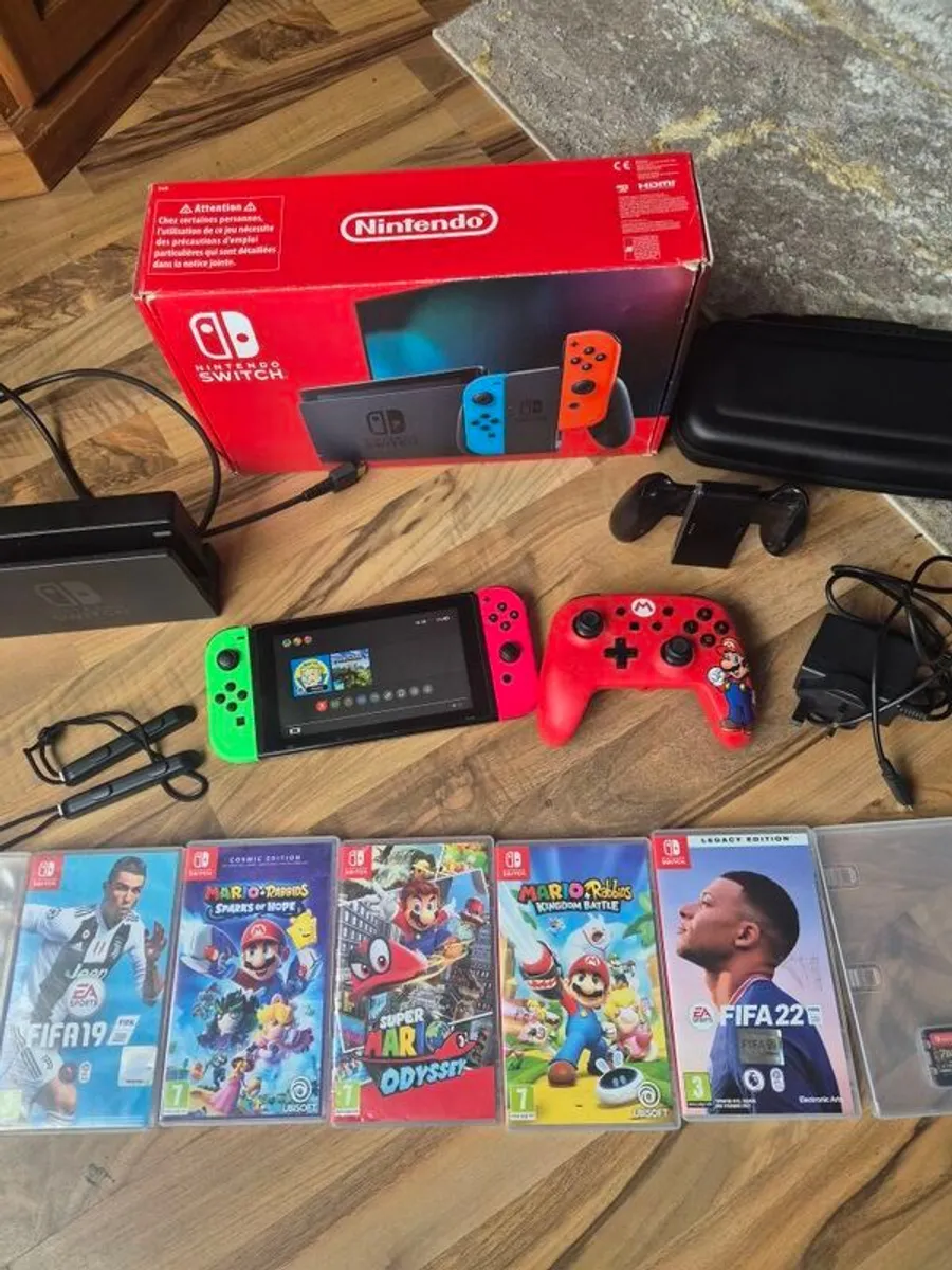 Nintendo Switch with games and accessories