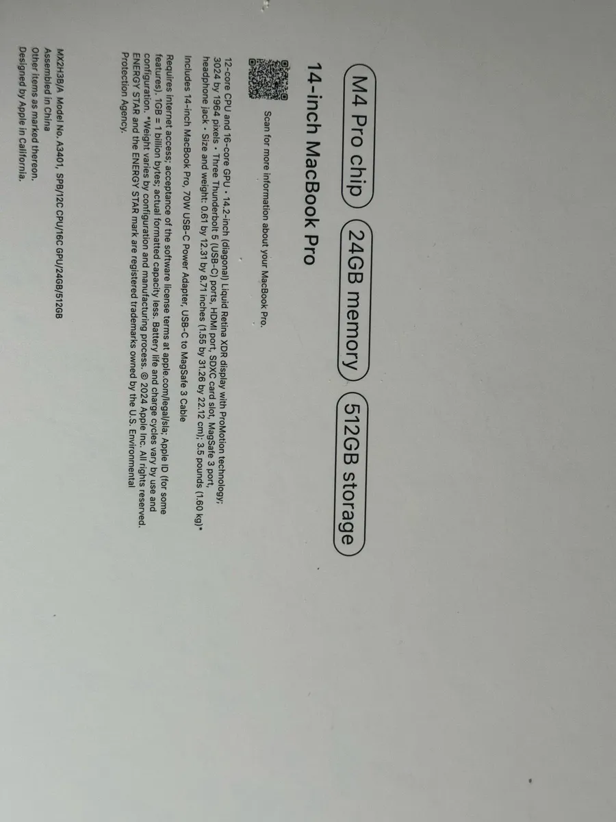 Macbook Pro M4 pro chip 12 core CPU 16 core GPU - Image 2