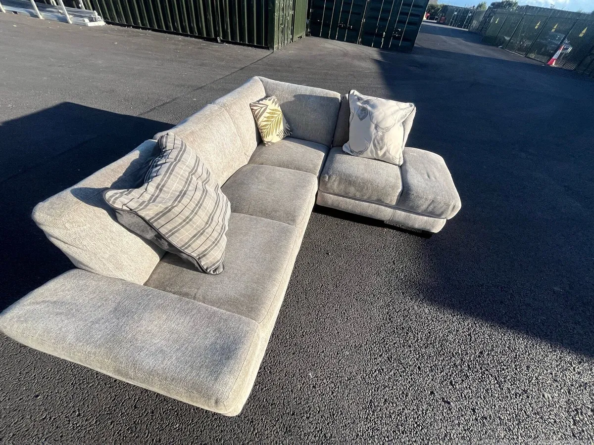 Neat grey corner sofa L shaped delivery available - Image 1