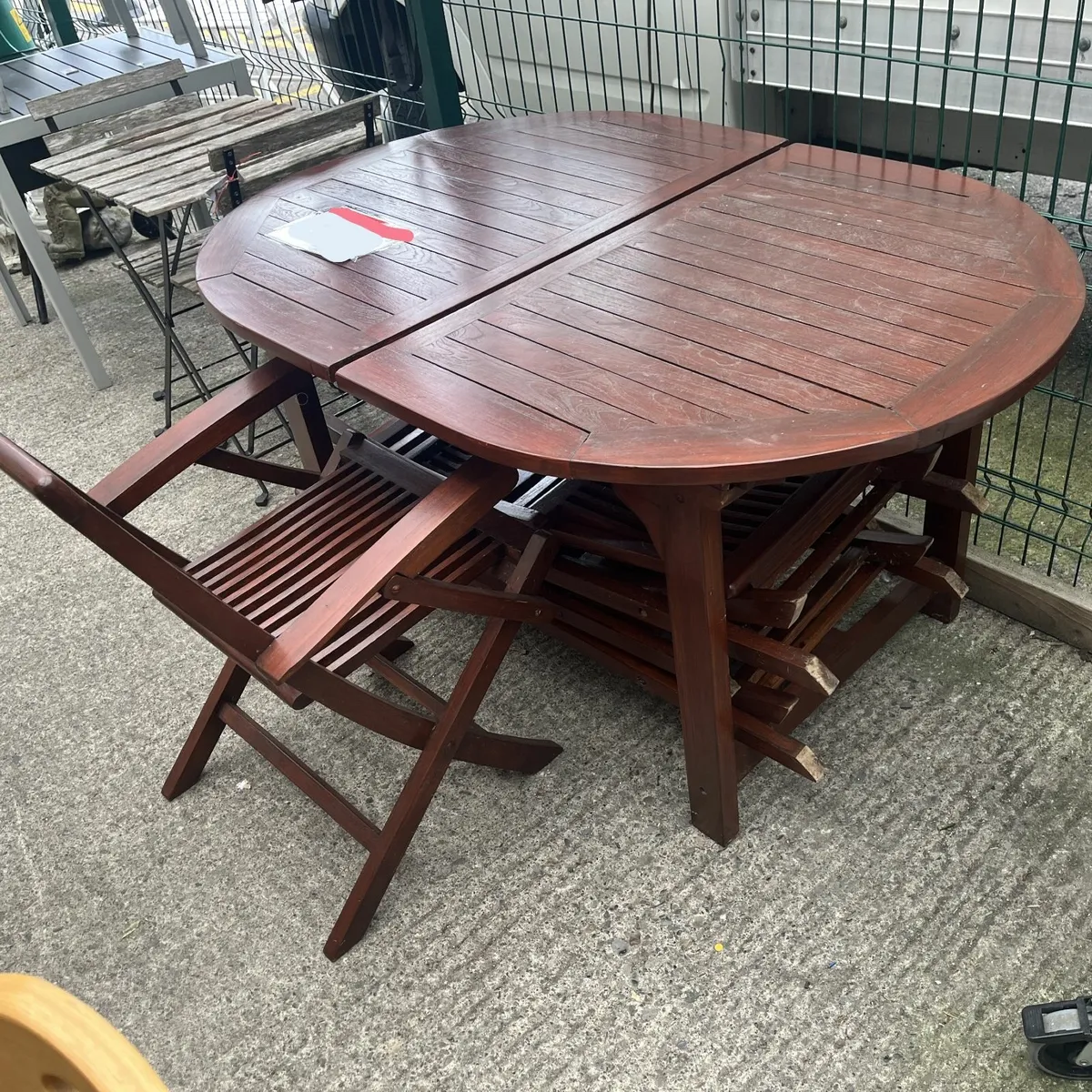 Oval Teak Extending Patio Table - Image 1