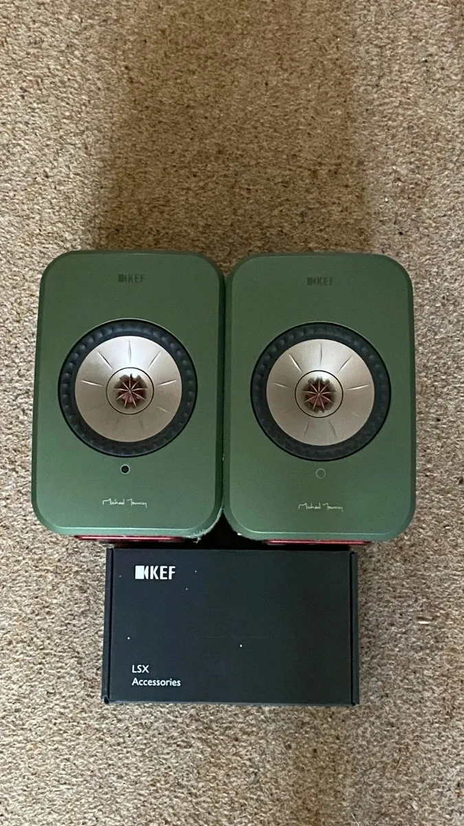 KEF LSX Wireless Speakers In Green w/ Fabric - Image 1
