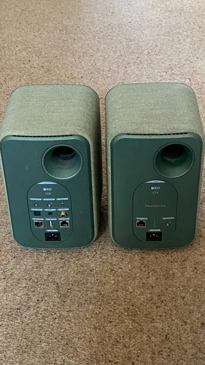 KEF LSX Wireless Speakers In Green w/ Fabric - Image 3