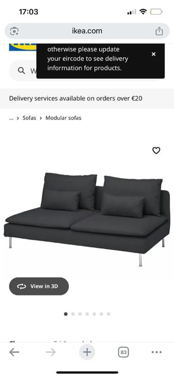 Excellent Ikea soderhamm three section perfect condition barely used - Image 1