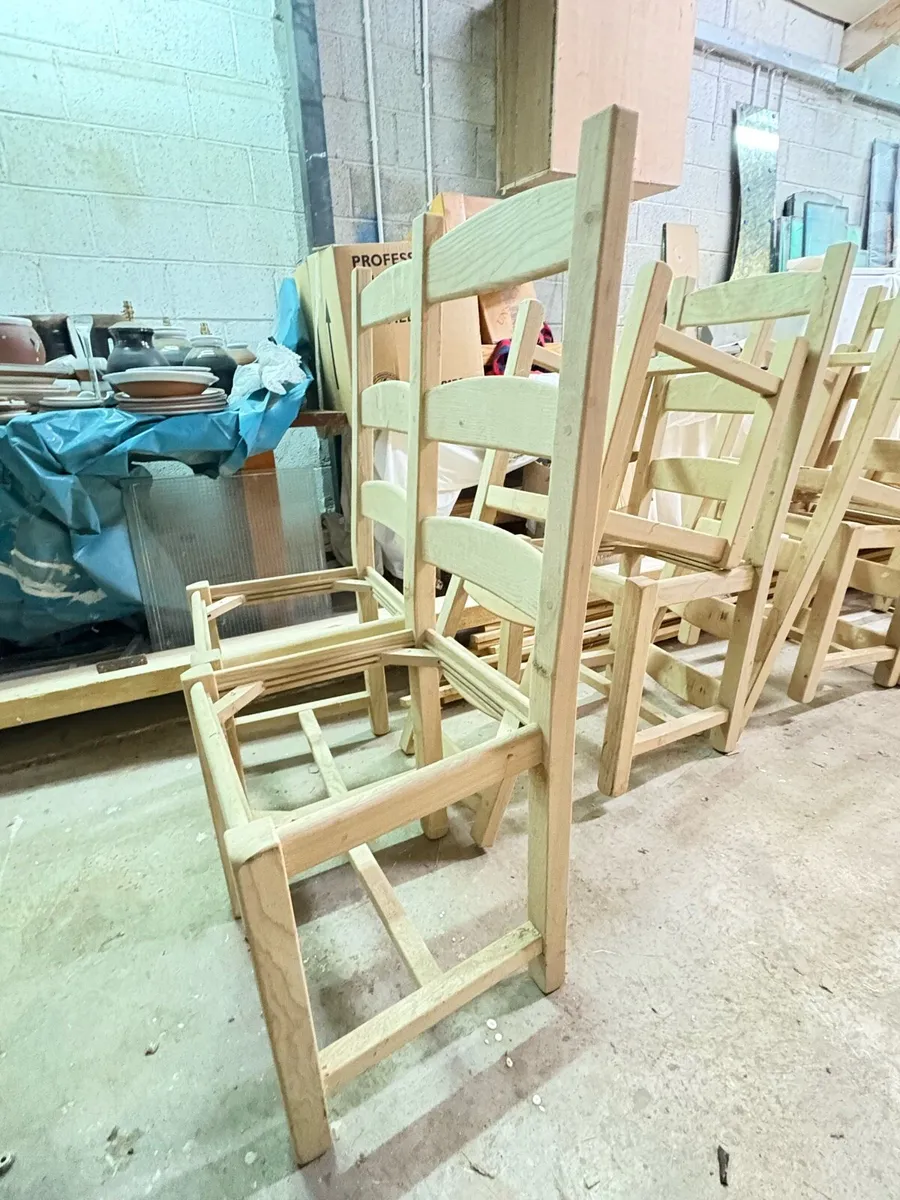 Vintage stripped-back Solid Wooden Dining Chairs - Image 1