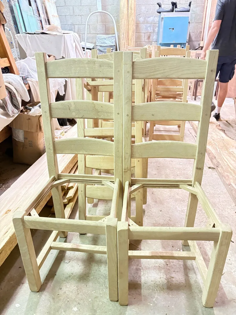 Vintage stripped-back Solid Wooden Dining Chairs - Image 2