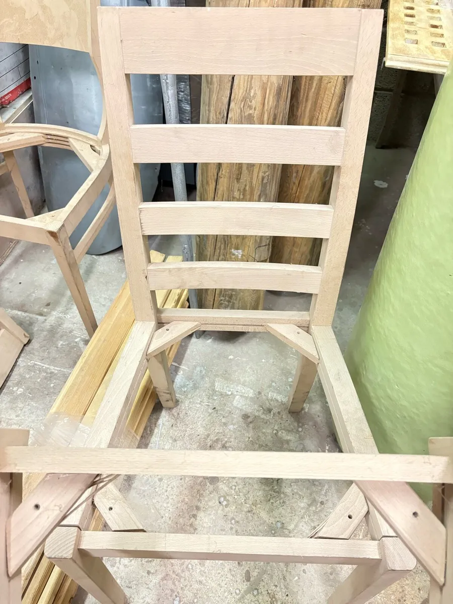 Vintage stripped-back Solid Wooden Dining Chairs - Image 4