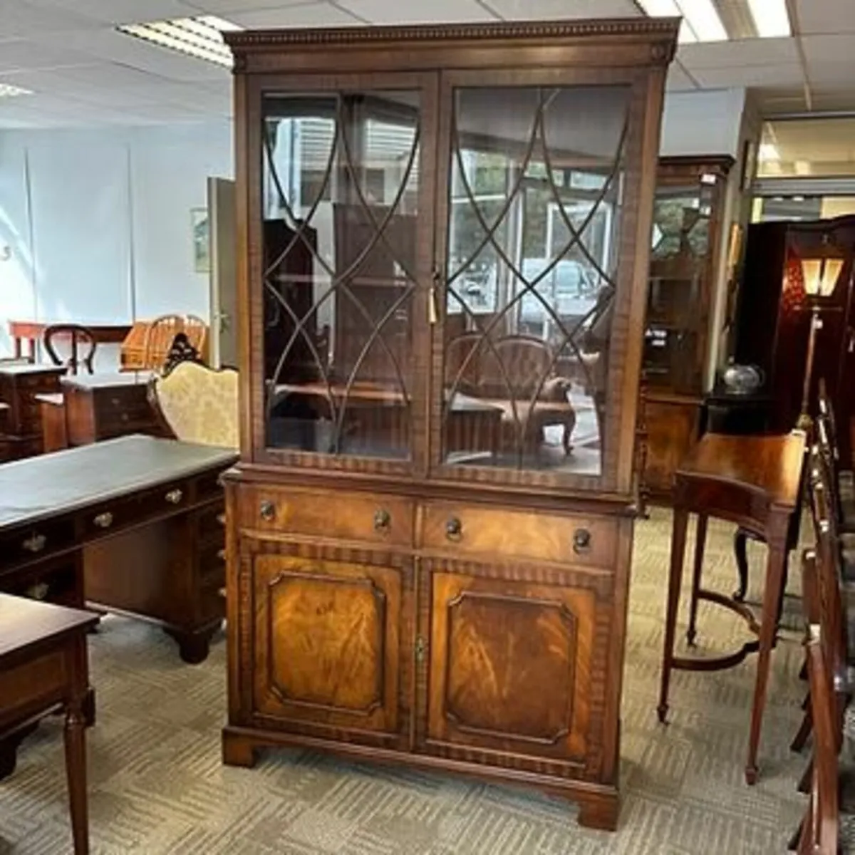 Fabulous mahogany two door display cabinet