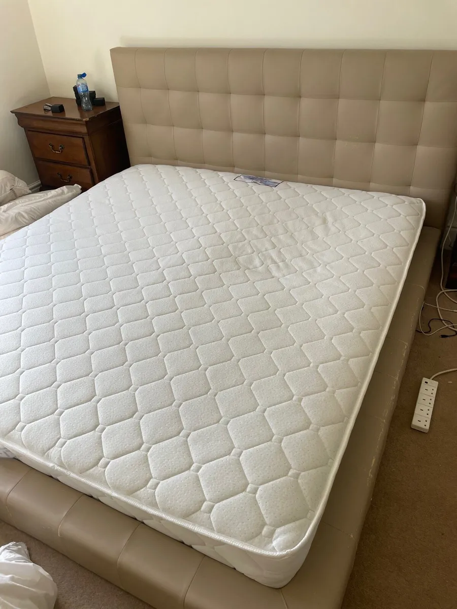 Super king bed frame and mattress - Image 1
