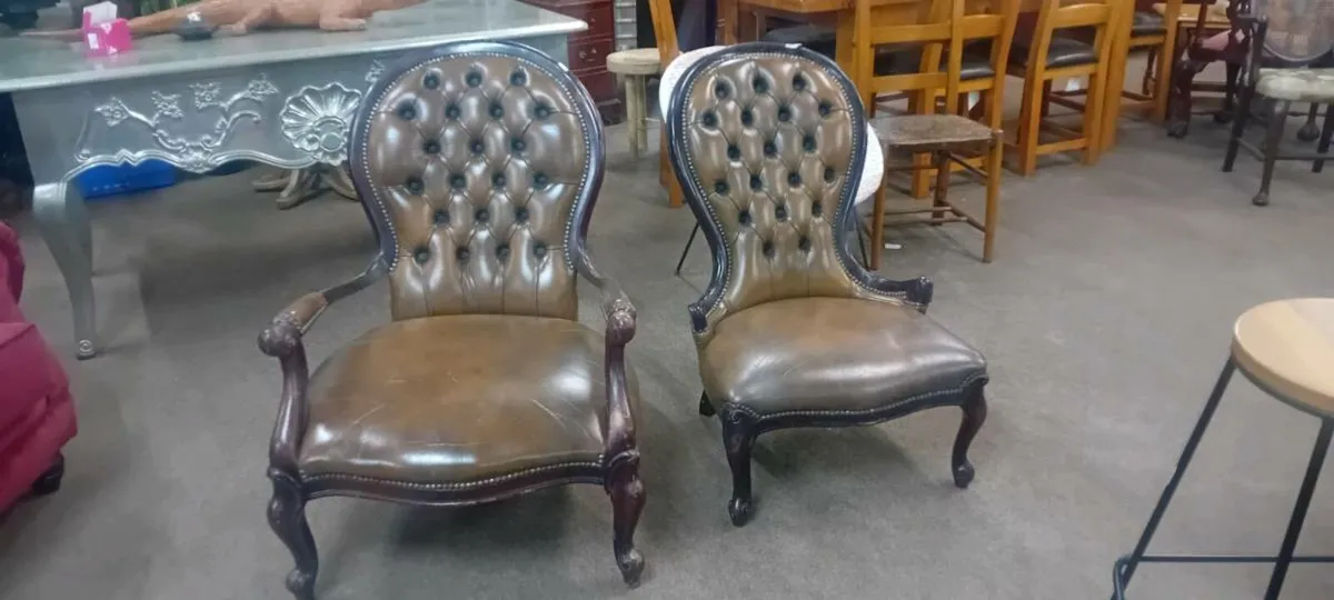 Pair Of Antique His And Hers Chairs - Image 1