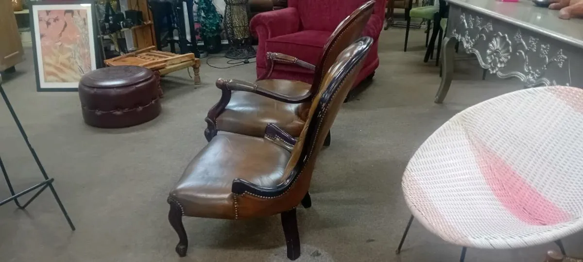 Pair Of Antique His And Hers Chairs - Image 2