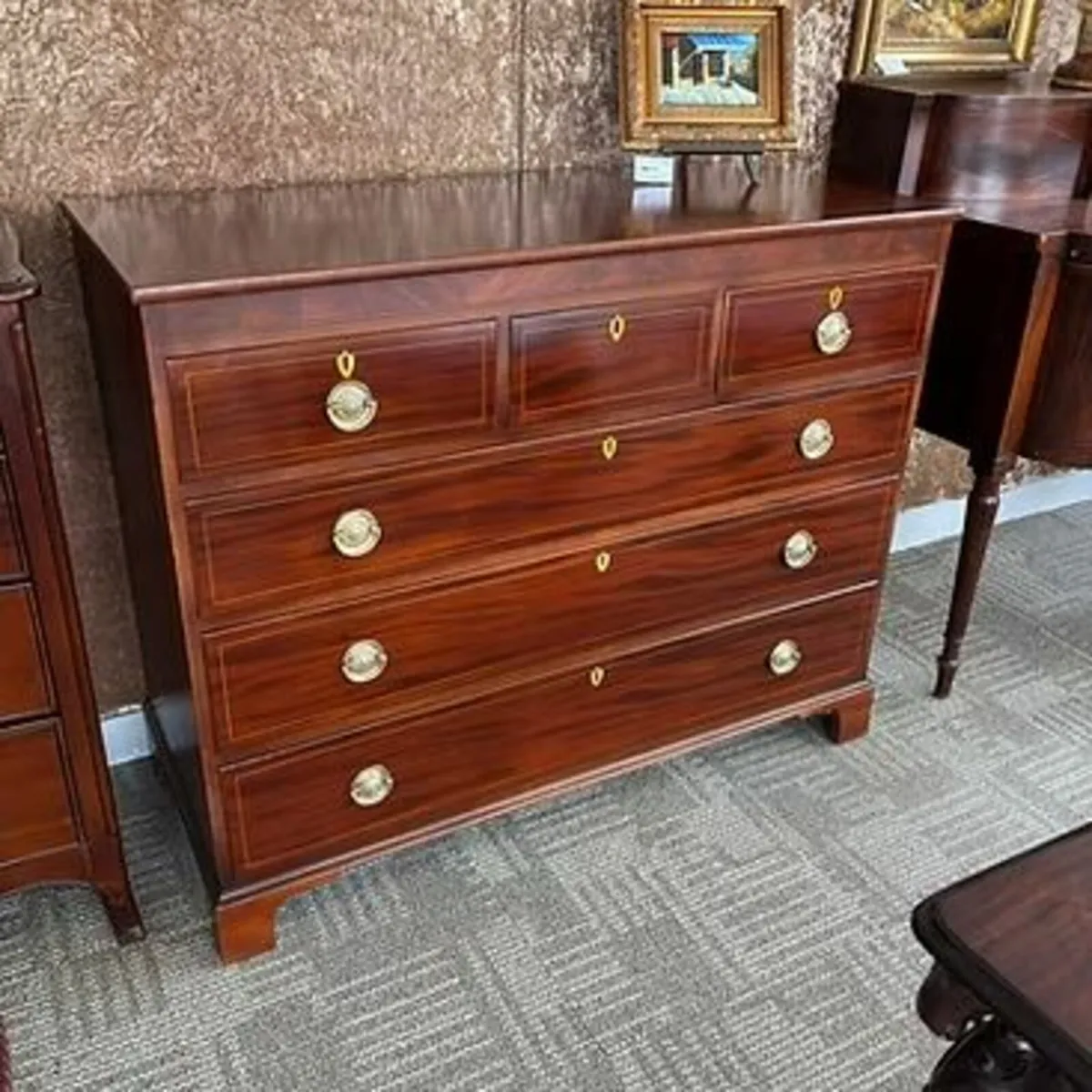 Edwardian chest of inlaid mahogany drawers