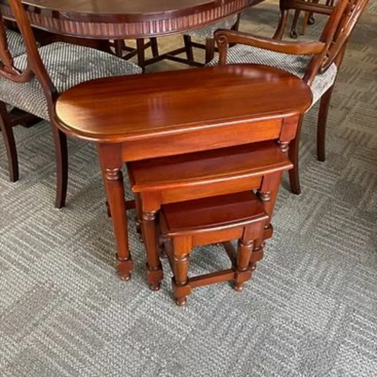 Fabulous mahogany nest of 3 tables