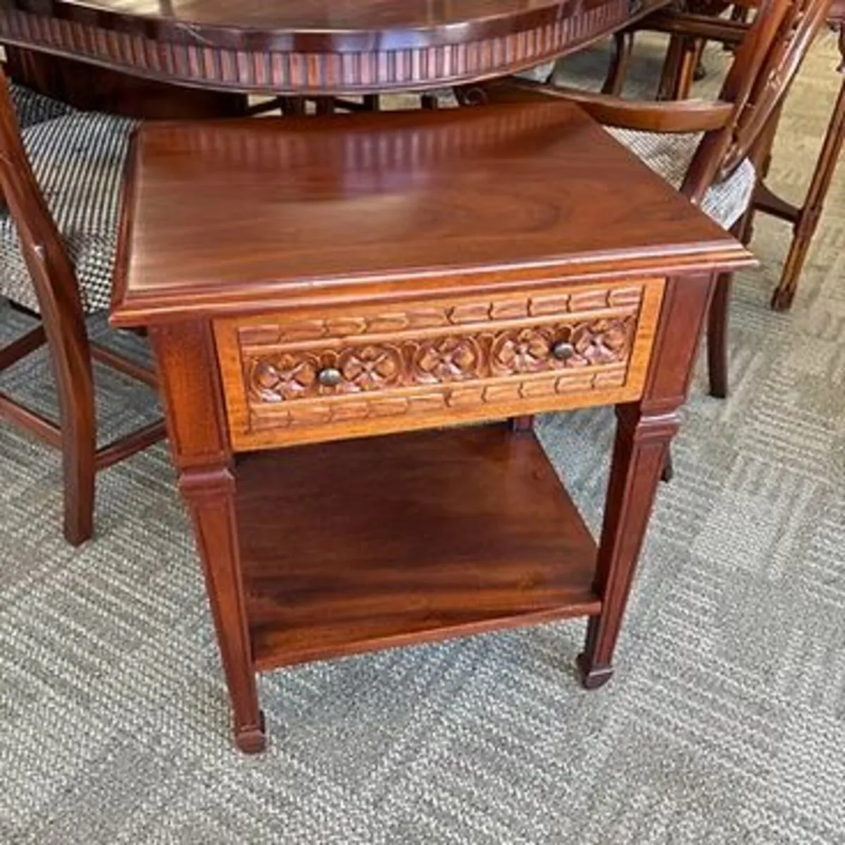 Beautiful mahogany console table with carved drawe