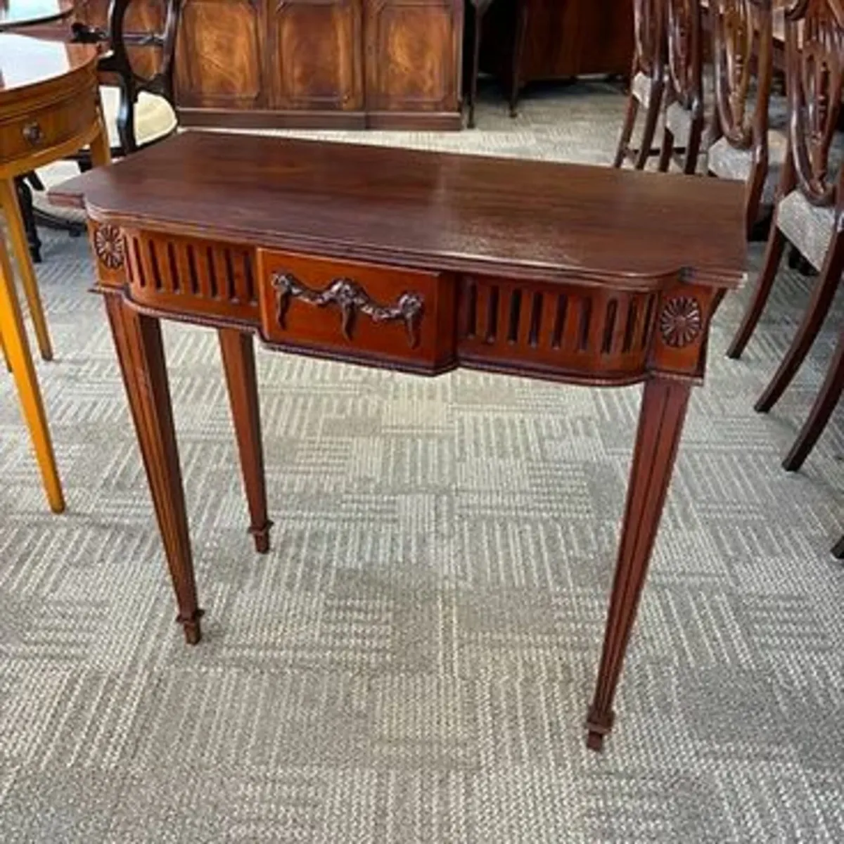 Fabulous mahogany breakfront console table with ca