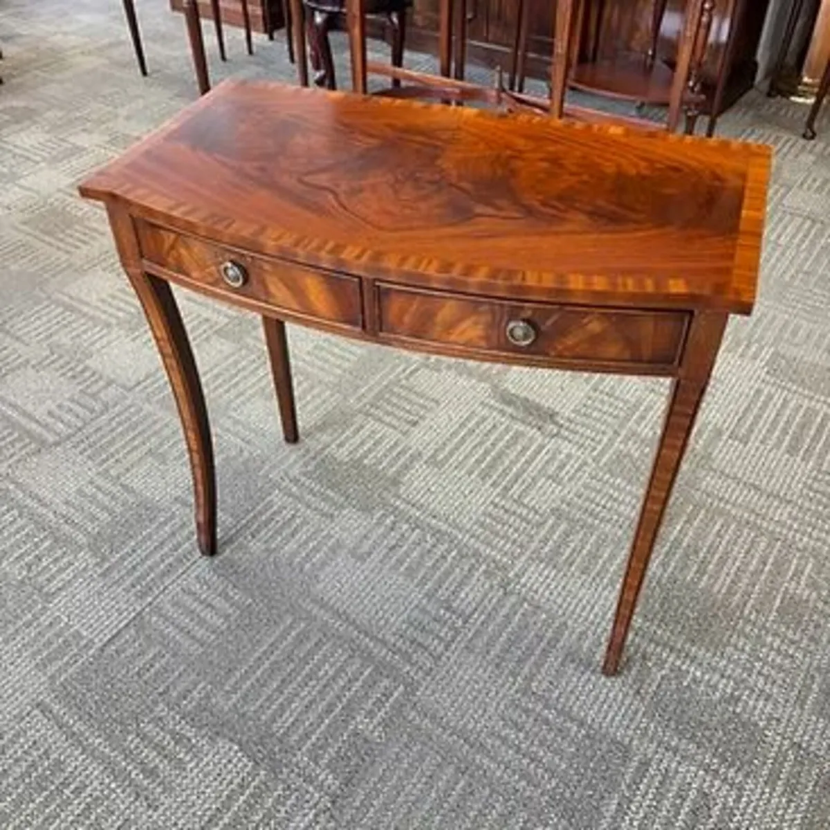 19th century mahogany bow fronted crossbanded two