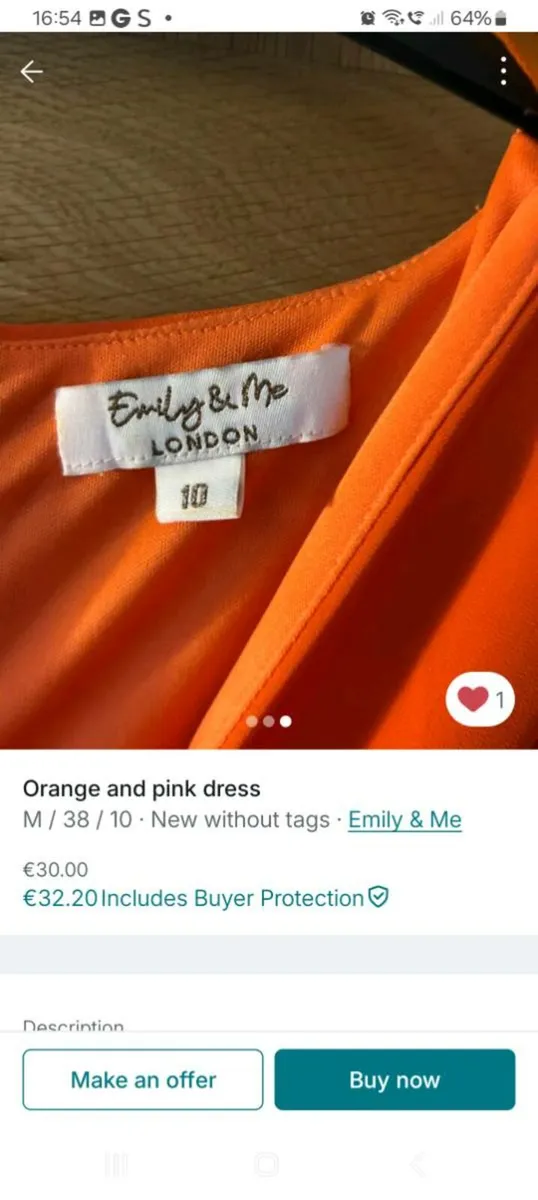 Emily and Me Pink and Orange Willow Dress - Image 3