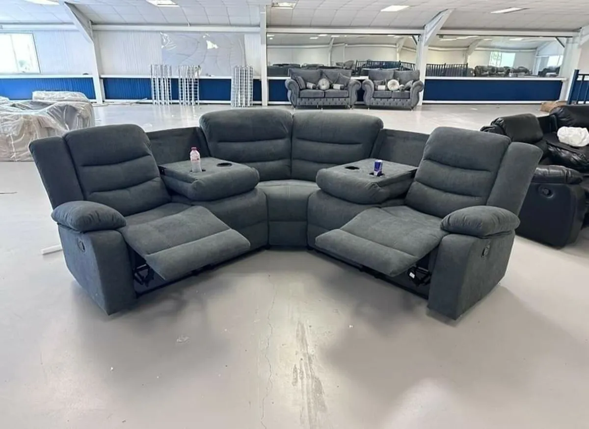 Roma Grey Fabric Manual Recliner Sofa - Image 1