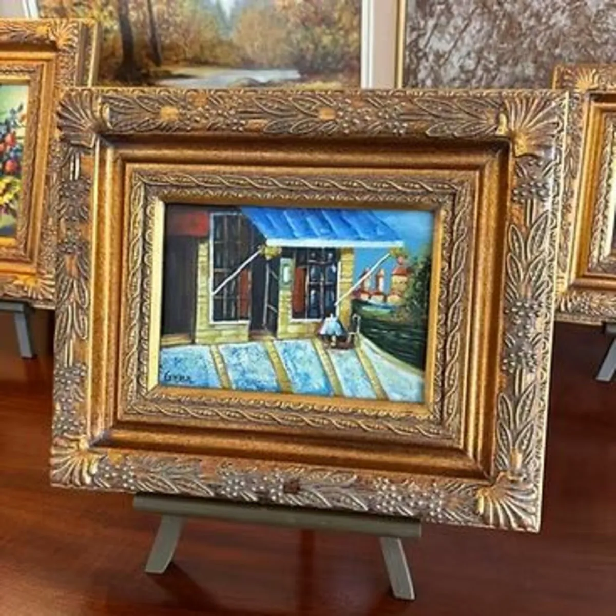 "Vintage shop front in the city", oil on canvas si