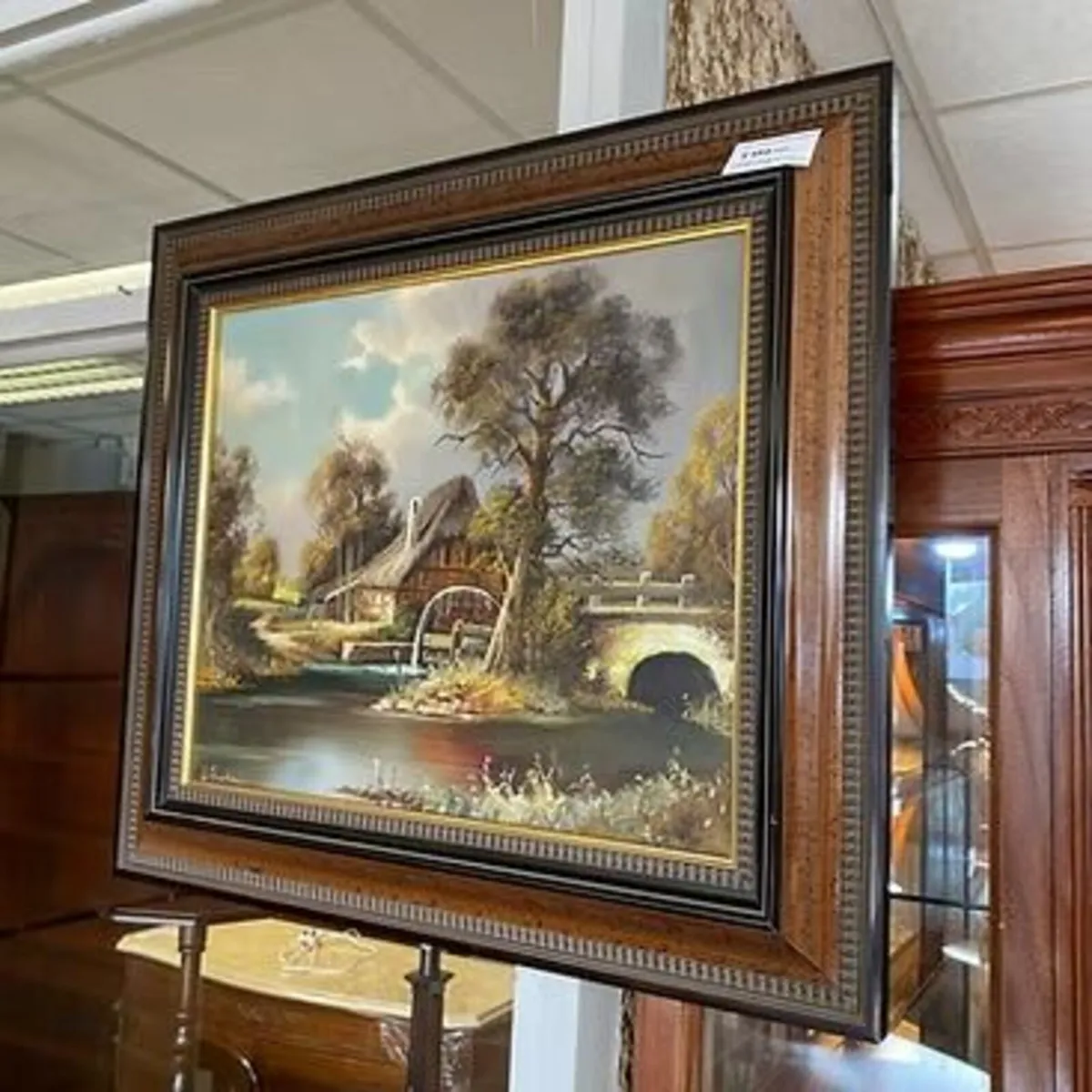 "Watermill cottage scene"  oil on canvas, signed W