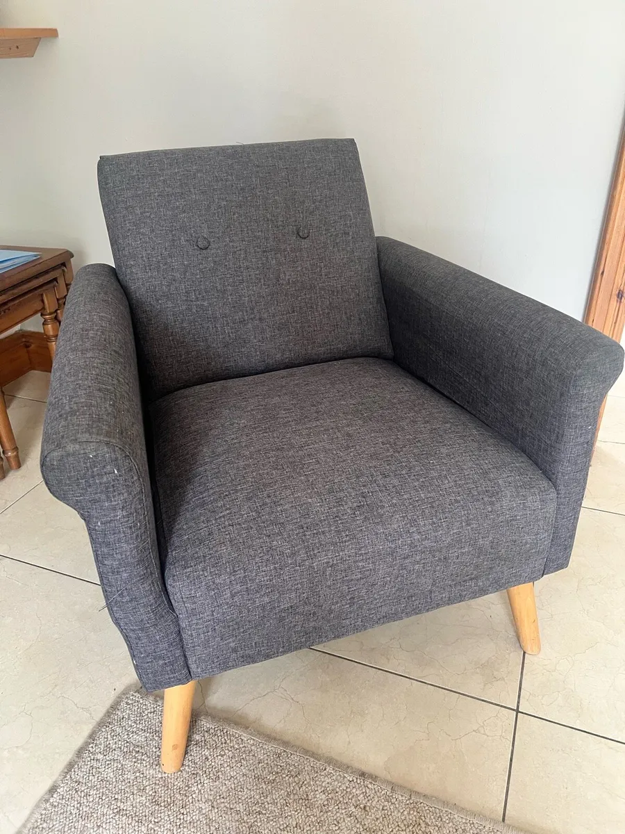 Comfortable Scandi style Grey Armchair - Image 2