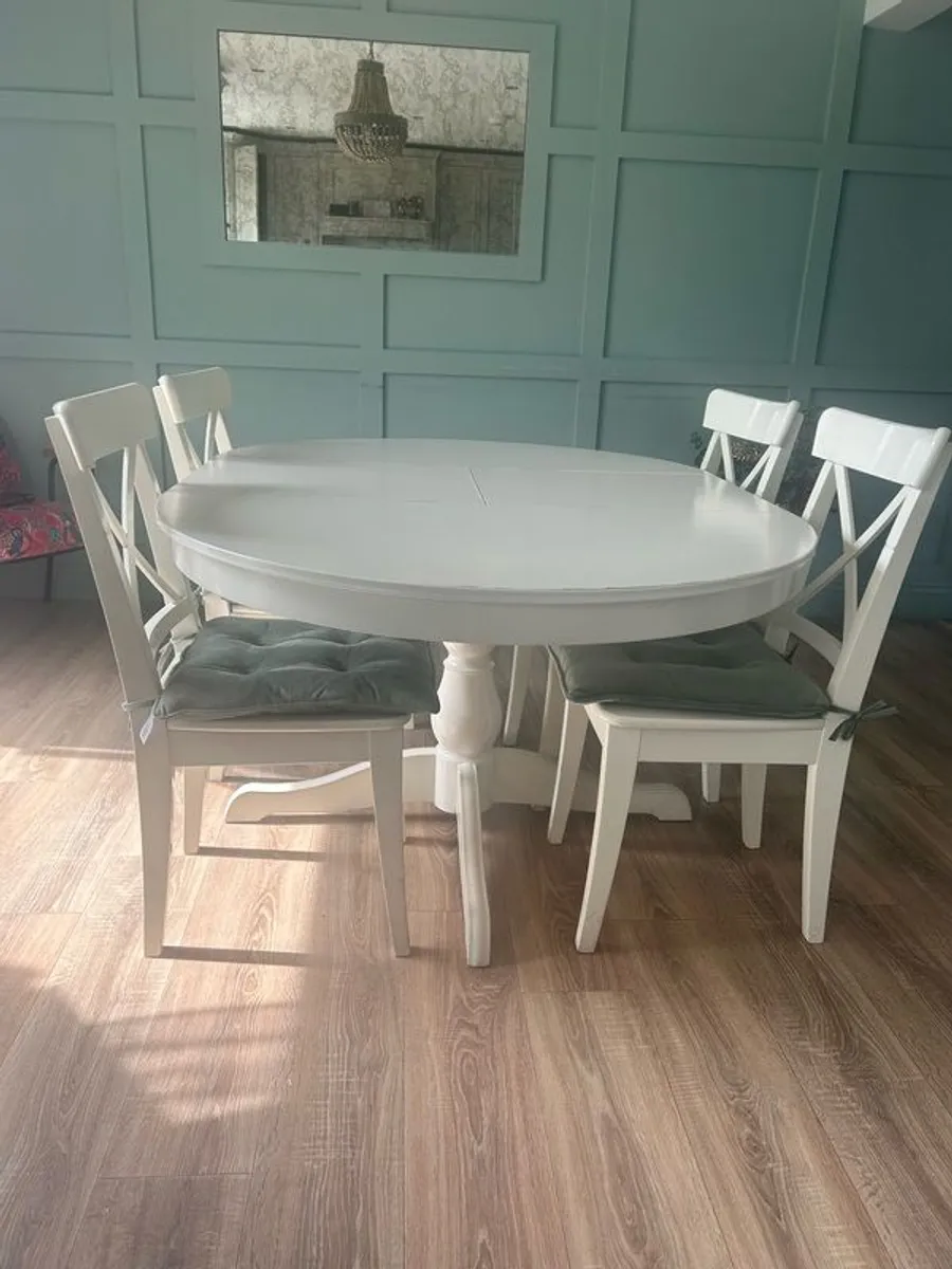 IKEA Ingatorp Table & 4 IKEA Ingolf Chairs - Image 1