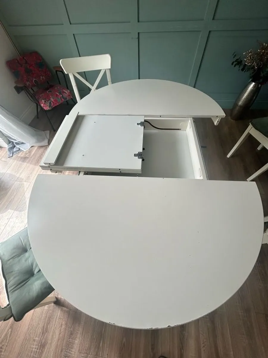 IKEA Ingatorp Table & 4 IKEA Ingolf Chairs - Image 3