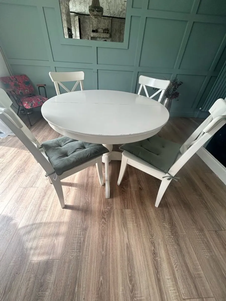 IKEA Ingatorp Table & 4 IKEA Ingolf Chairs - Image 4