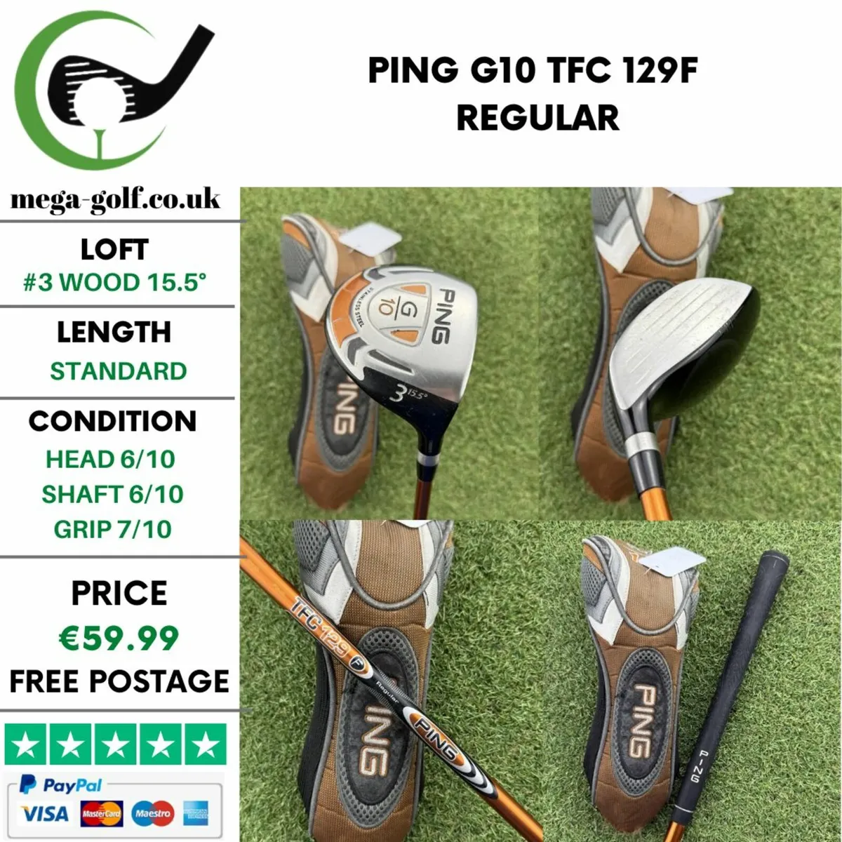 PING G10 #3 WOOD 15.5° / TFC 129F REGULAR - Image 1