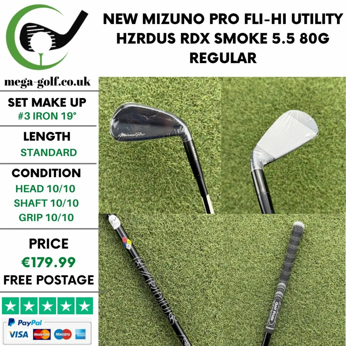 NEW MIZUNO PRO FLI-HI UTILITY #3 IRON 19° /REGULAR - Image 1