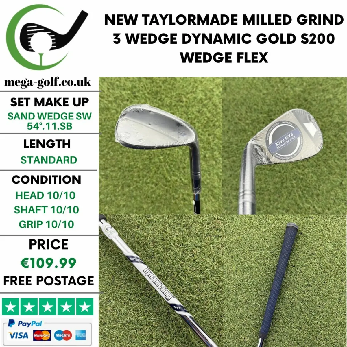 NEW TAYLORMADE MILLED GRIND 3 WEDGE SW 54°.11.SB - Image 1