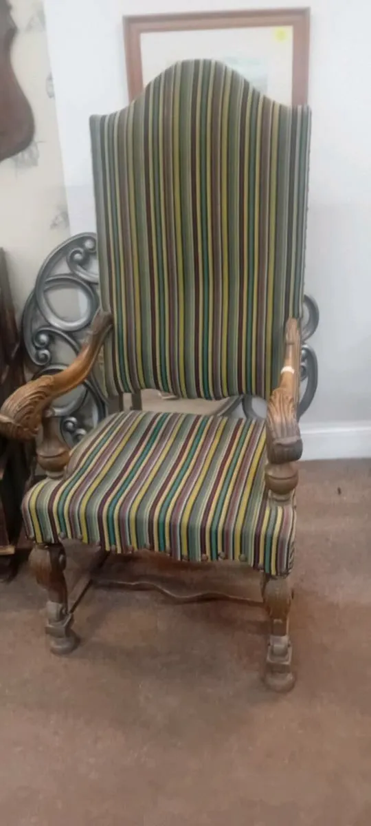 Large Regal Style Striped Fabric Chair