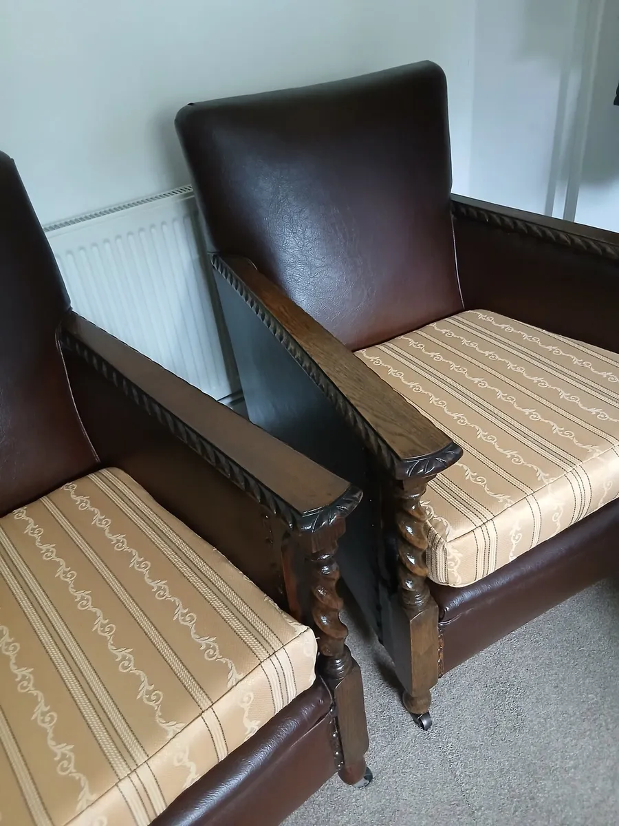 Lovely Edwardian Bergere Leather suite. - Image 4