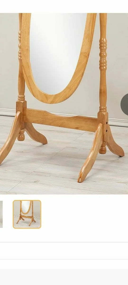 Heavy Oak mirror on stand - Image 2
