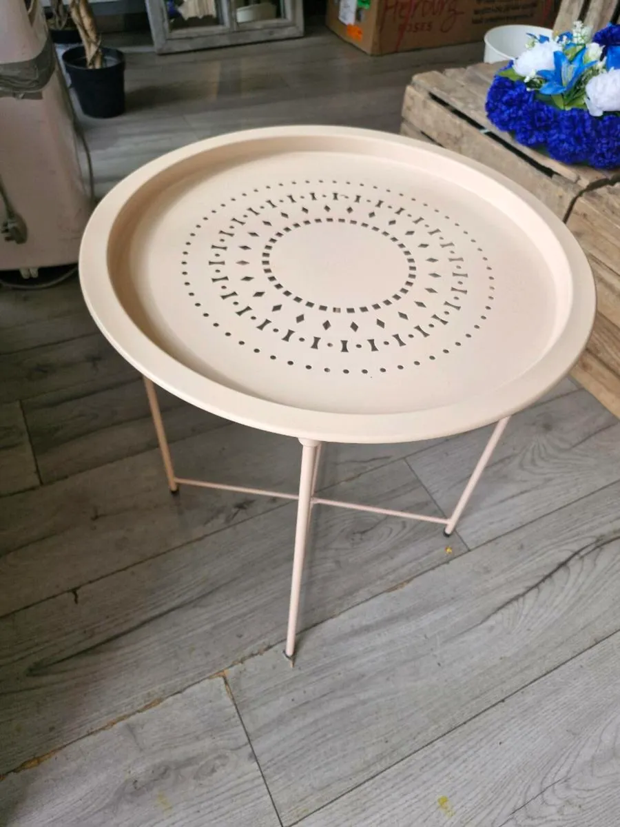 Folding metal occasional table