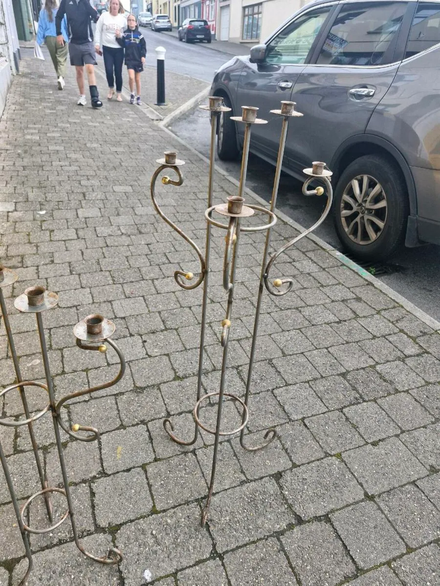 Set of metal distressed candelabra - Image 1