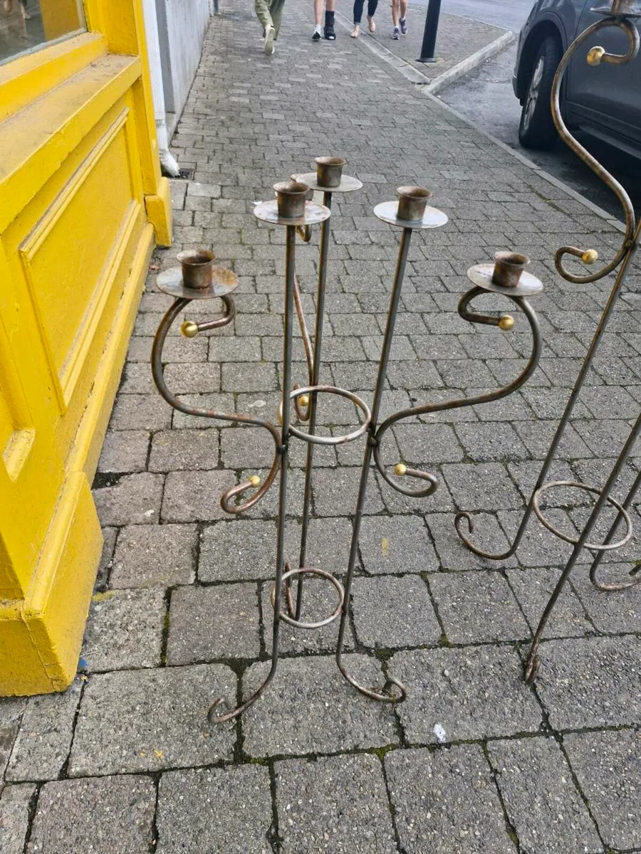 Set of metal distressed candelabra - Image 2