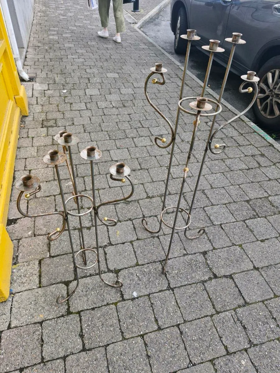 Set of metal distressed candelabra - Image 3