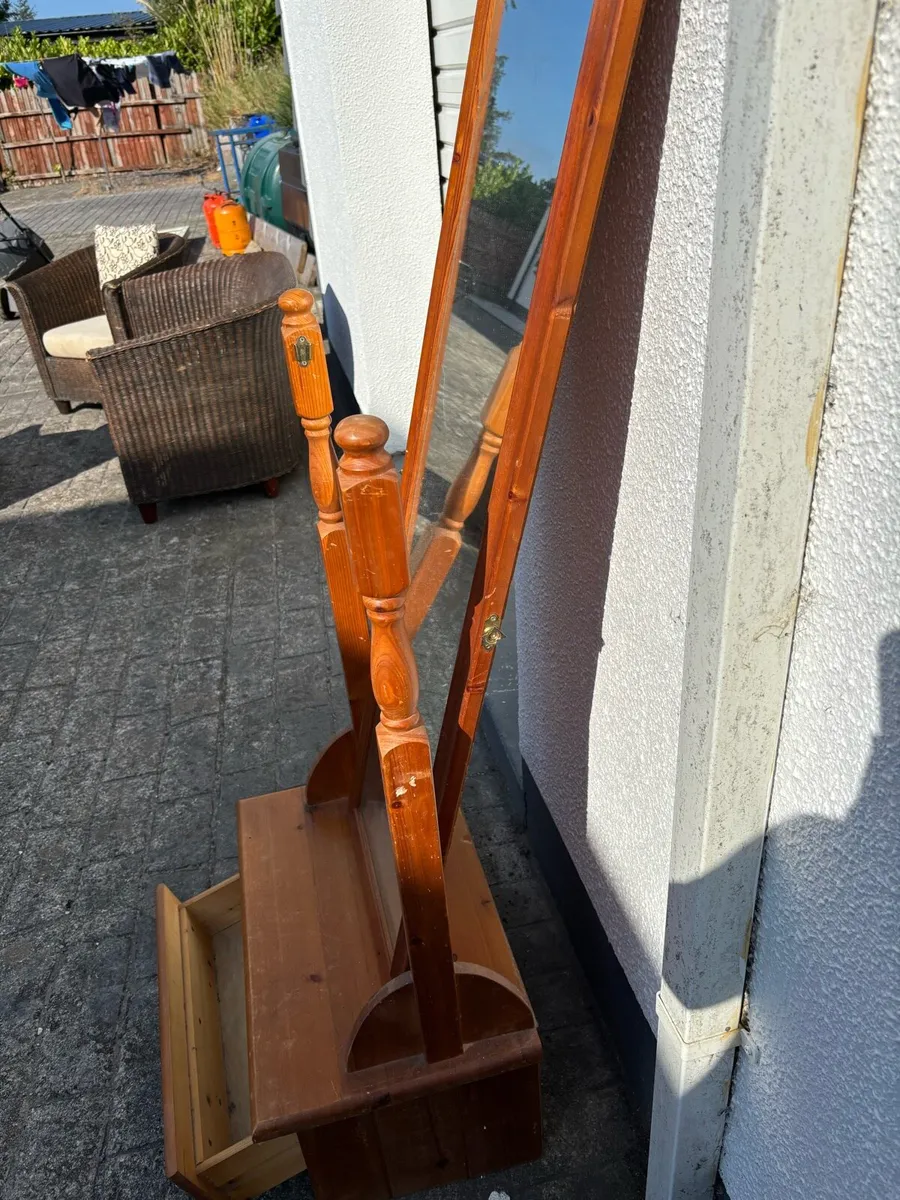 Tall mirror on stand with drawer - Image 1