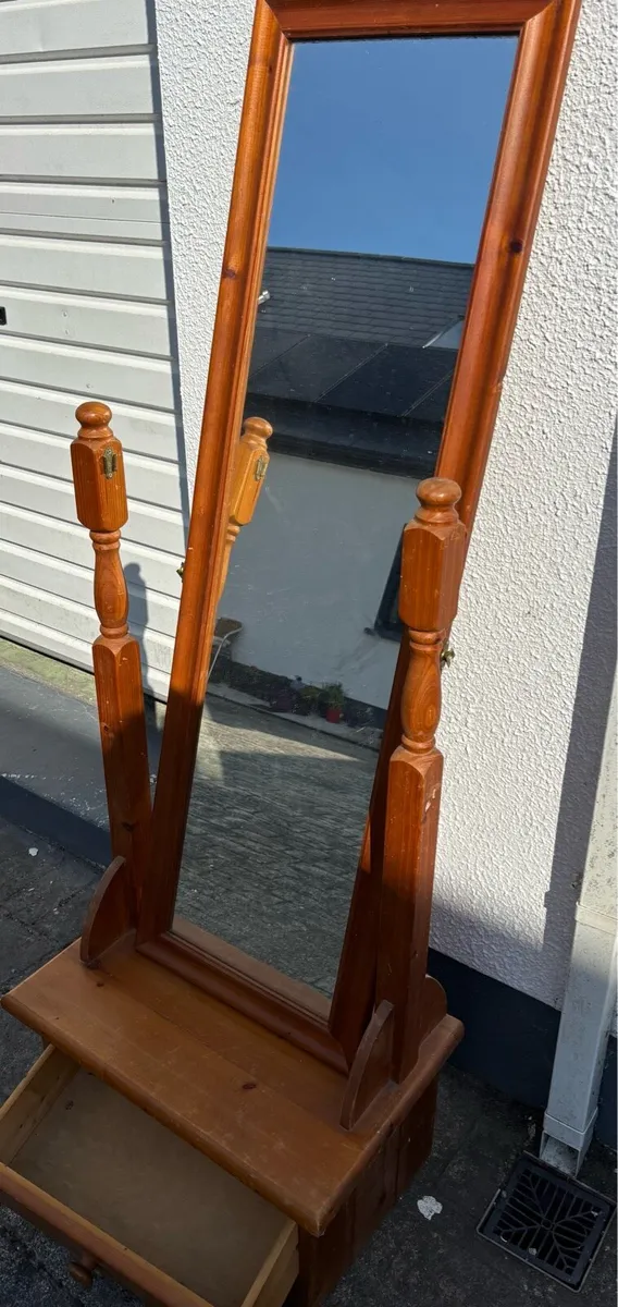 Tall mirror on stand with drawer - Image 2