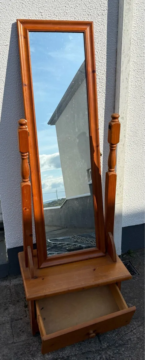 Tall mirror on stand with drawer - Image 3