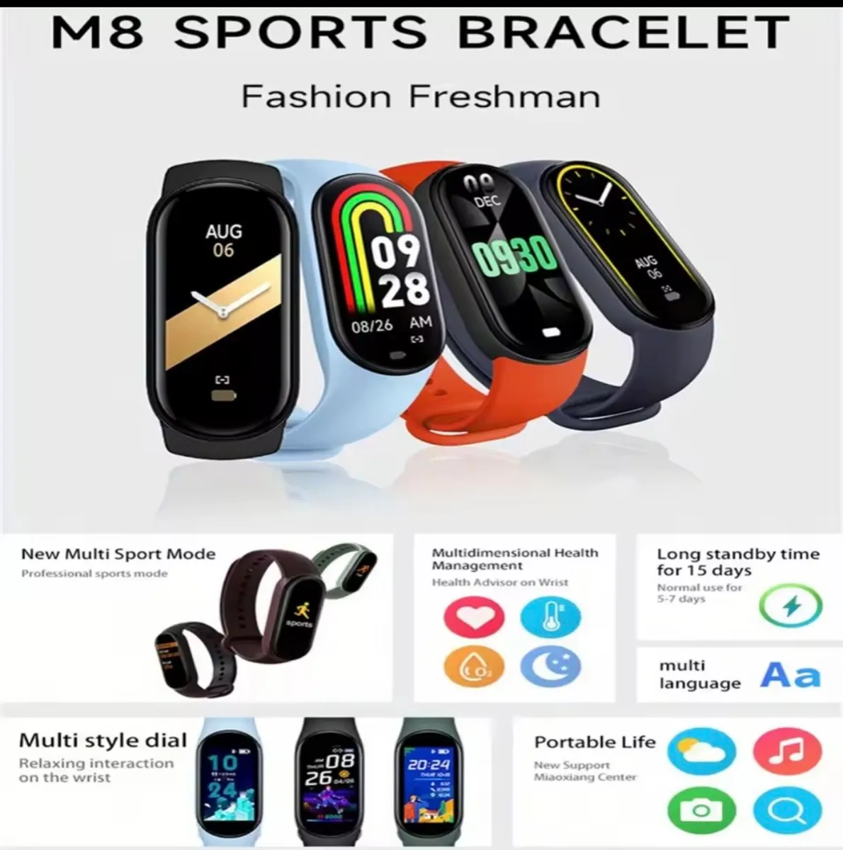 Sports Smart Watch M8 Band Fitbit - Image 3