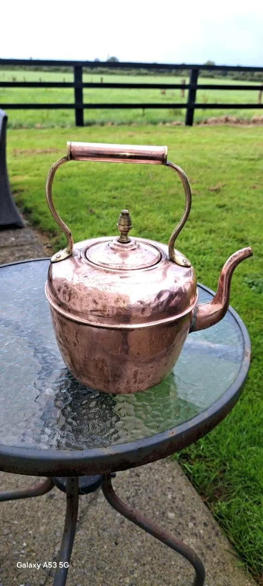 Old brass  copper  kettle - Image 1