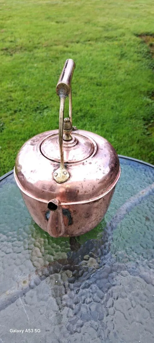 Old brass  copper  kettle - Image 4