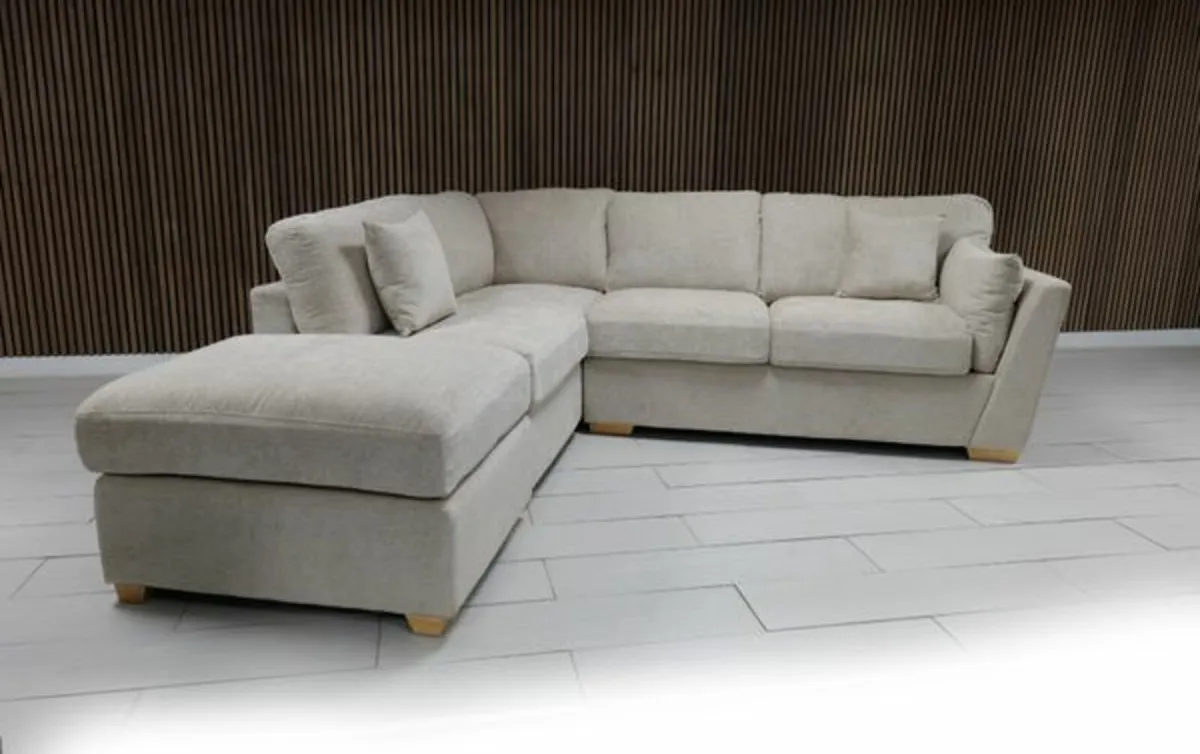 "Emme Corner Beige Fabric Sofa" - Image 2