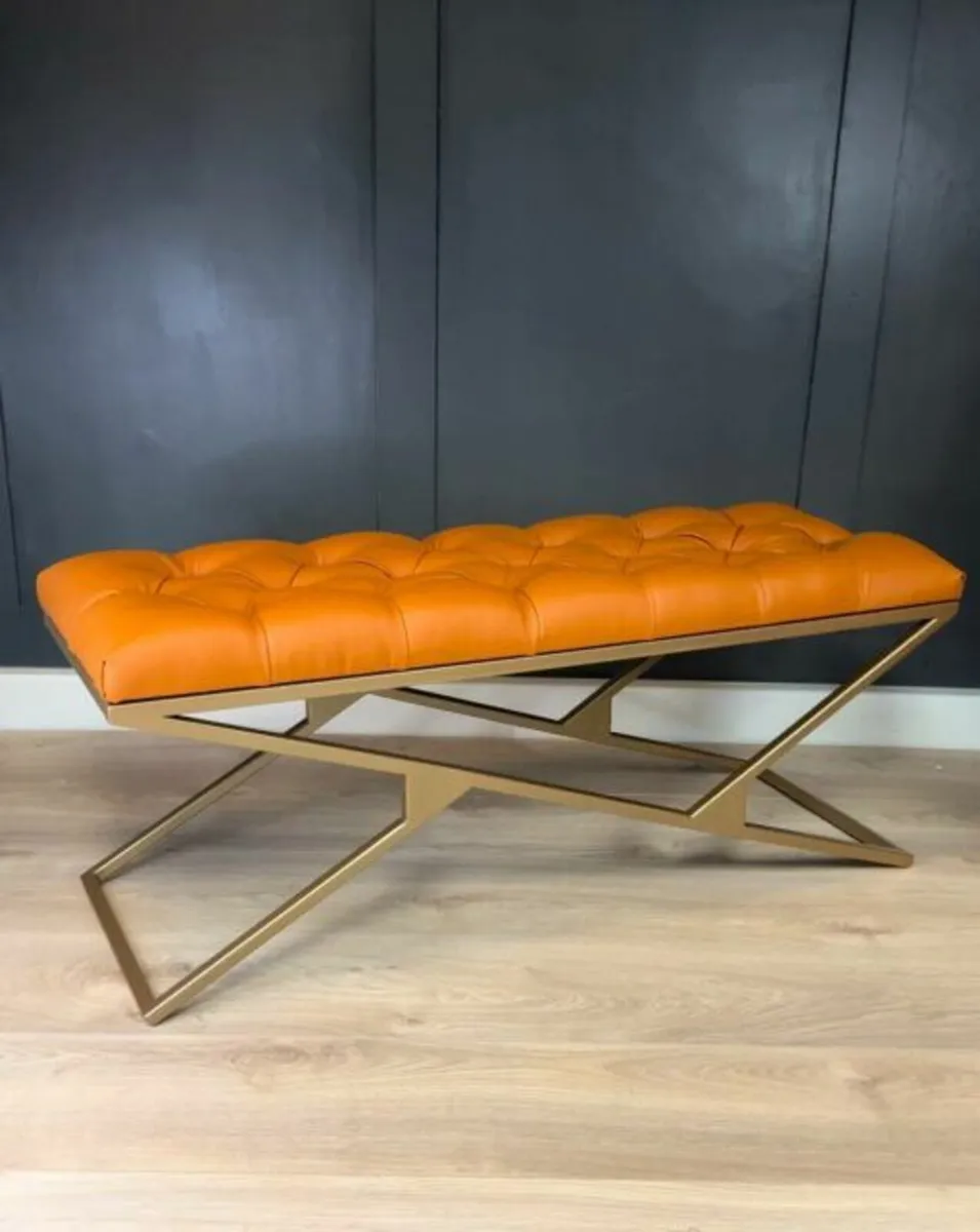 Eco Leather metal frame bench - Image 1