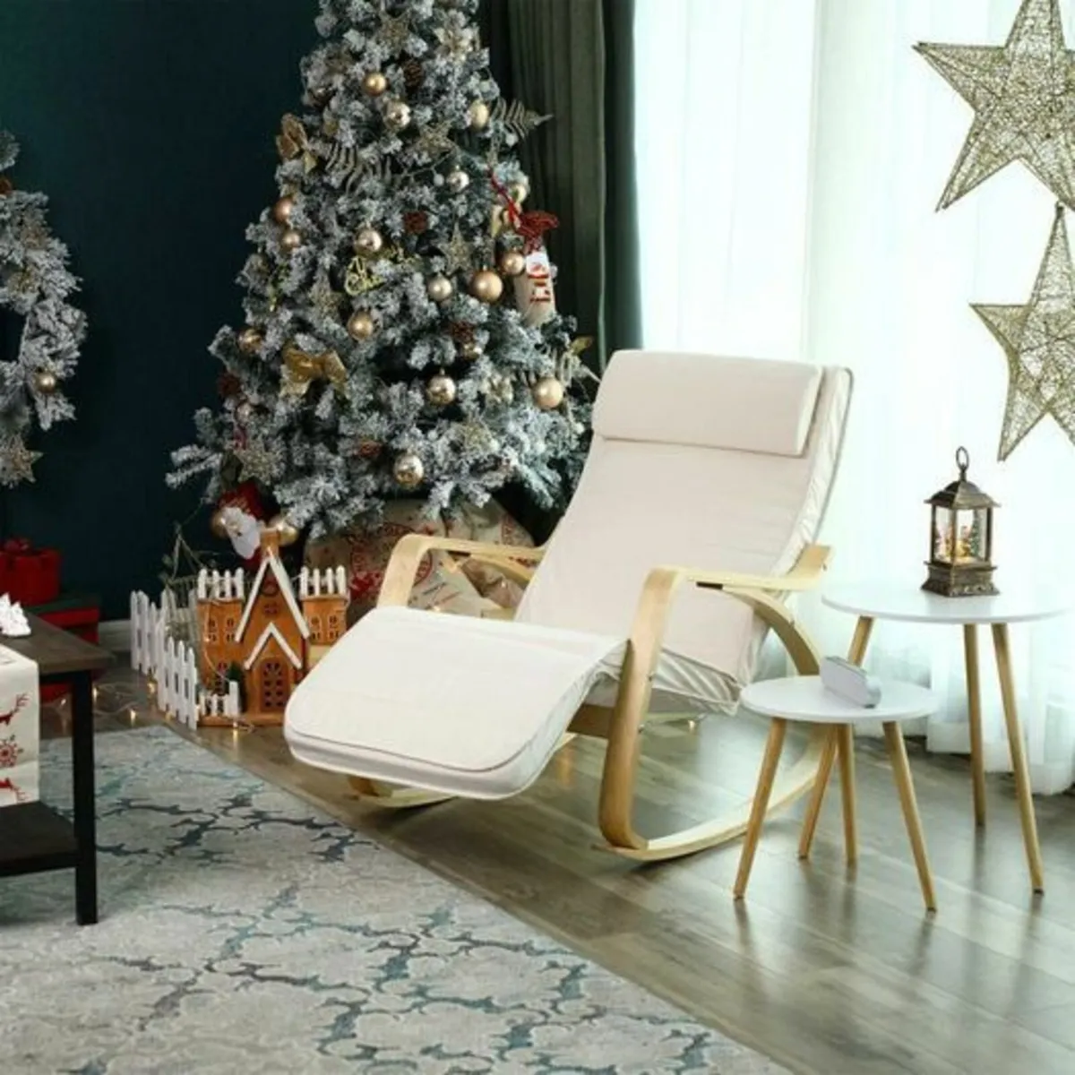 Rocking chair birch wood beige rocking chair, rela - Image 2