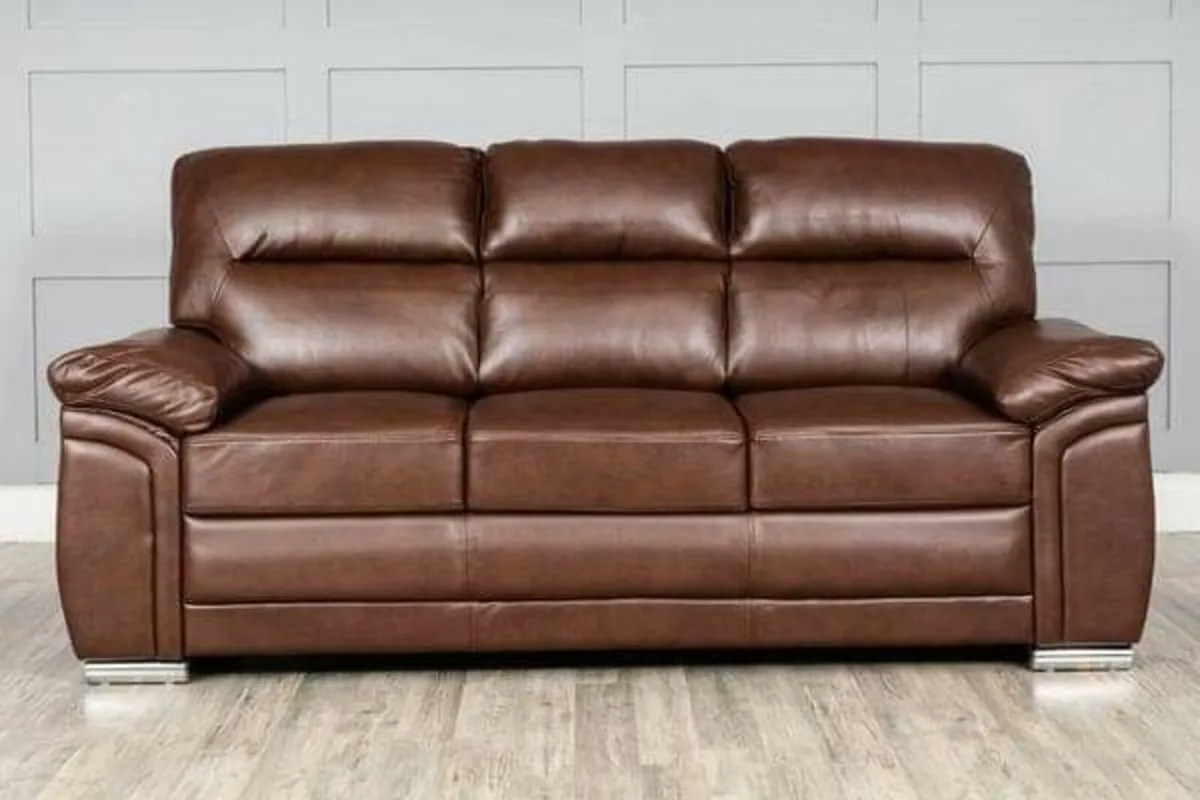 Gretal 3+2 Dark Grey Leather Sofa Set - Image 2