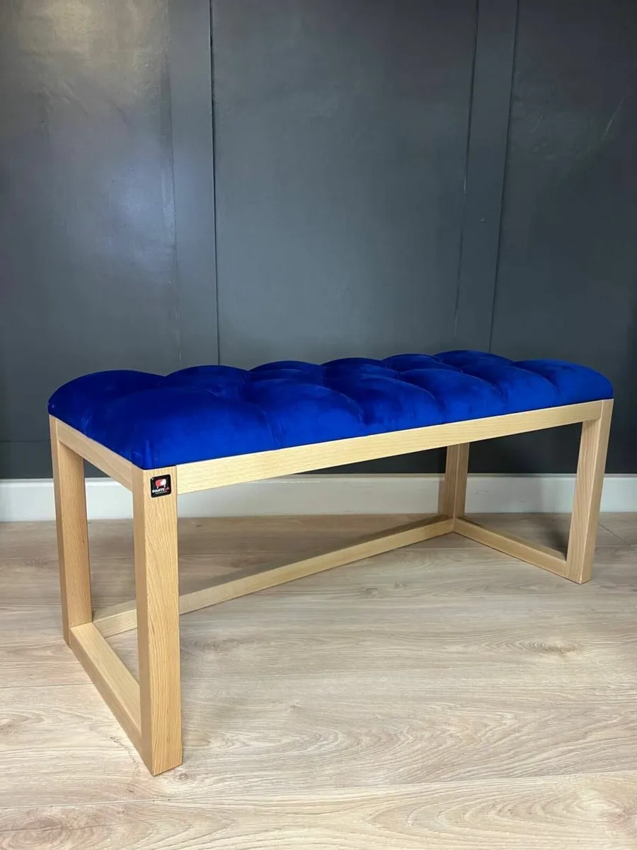 Wooden frame velvet bench 100x40 - Image 1