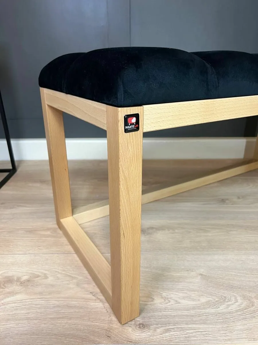 Wooden frame velvet bench 100x40 - Image 2