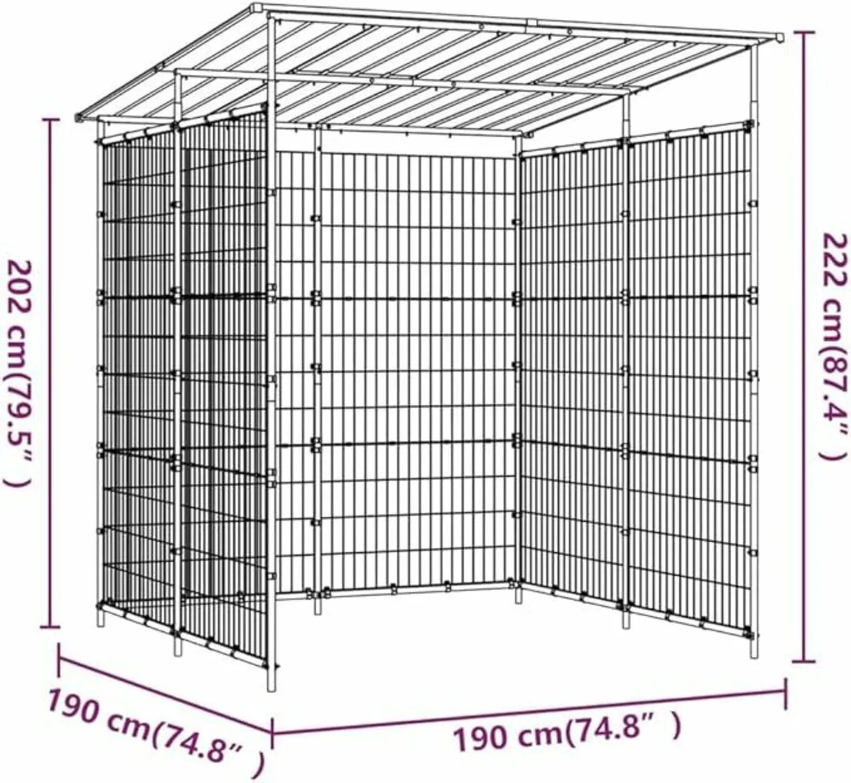 Bicycle Shed 190x190x222 cm Steel Black - Image 2